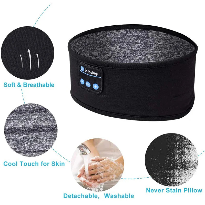 Wireless Bluetooth Headband Headphones with HD Stereo Speakers and Eye Mask for Sleeping