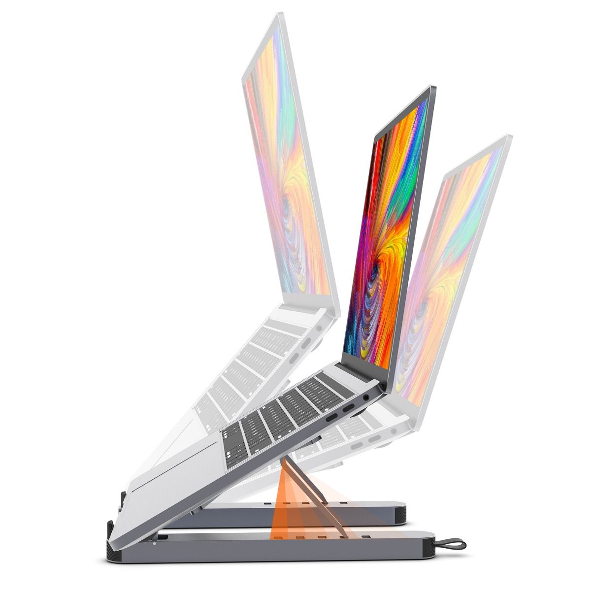 MB-STD-P5GRY Smart Portable Laptop Docking Station Stand – 4K HDMI, USB-C Charging, Adjustable Height