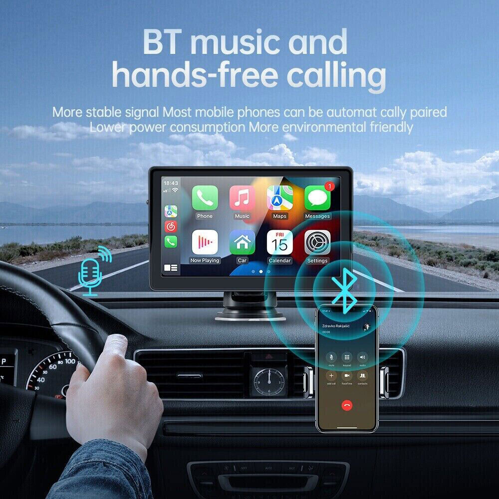 7" Wireless Apple CarPlay & Android Auto Touchscreen Car Stereo with Rear View Camera