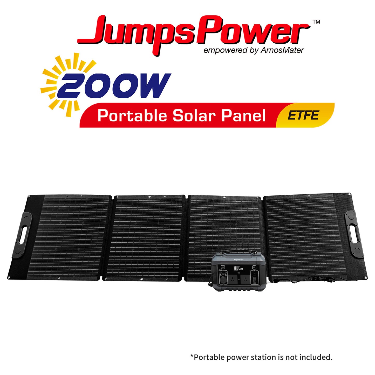 JumpsPower 200W Portable Solar Panel - Foldable Solar Charger for Camping & Outdoor Adventures