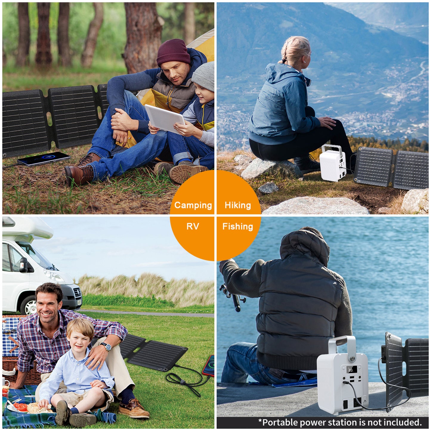 JumpsPower 200W Portable Solar Panel - Foldable Solar Charger for Camping & Outdoor Adventures