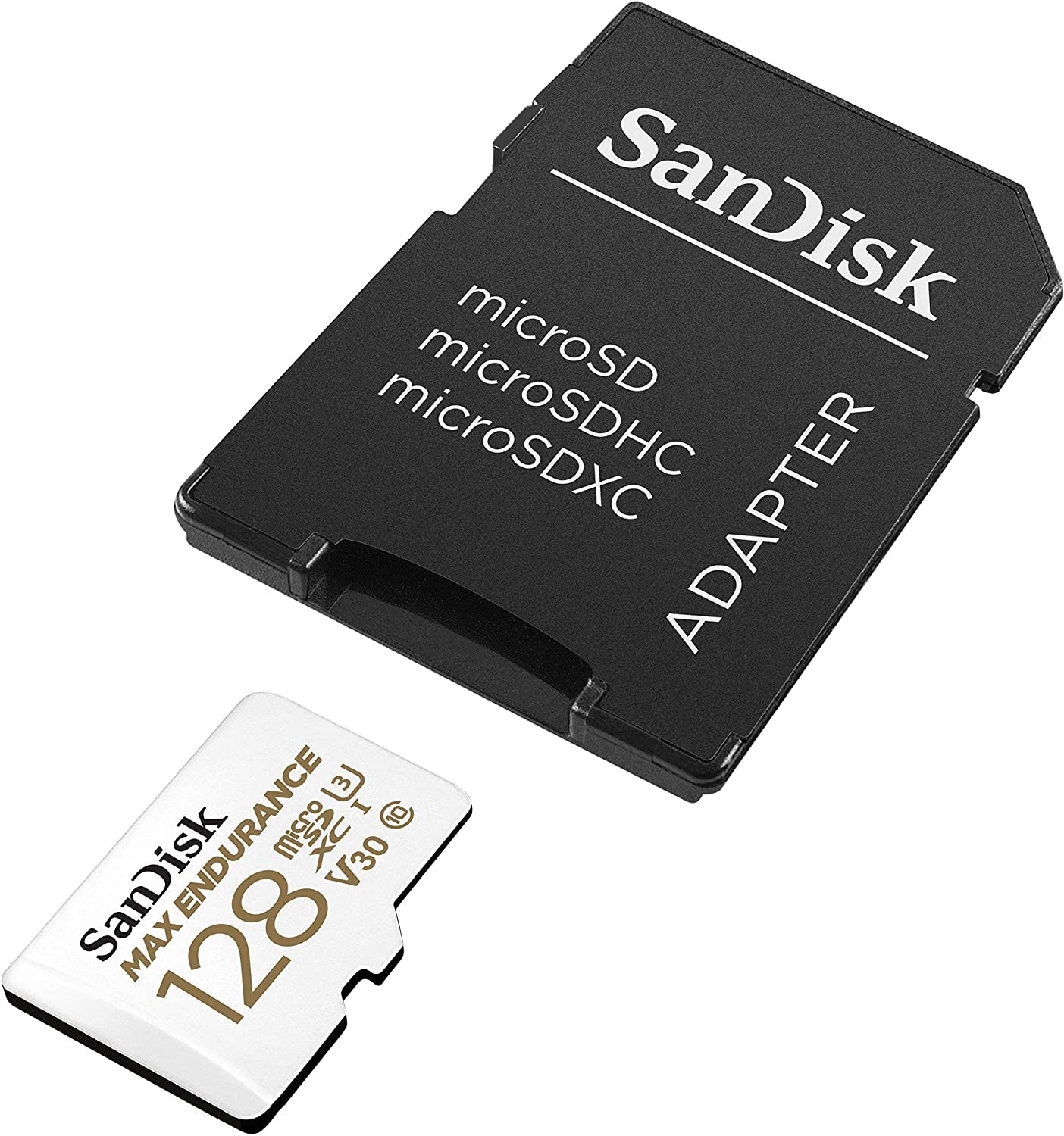 SanDisk MAX ENDURANCE microSDXC Card 128GB (60,000 hrs) UHS-I C10 U3 V30, 100MB/s Read, 40MB/s Write, with SD Adapter (SDSQQVR-128G-GN6IA)