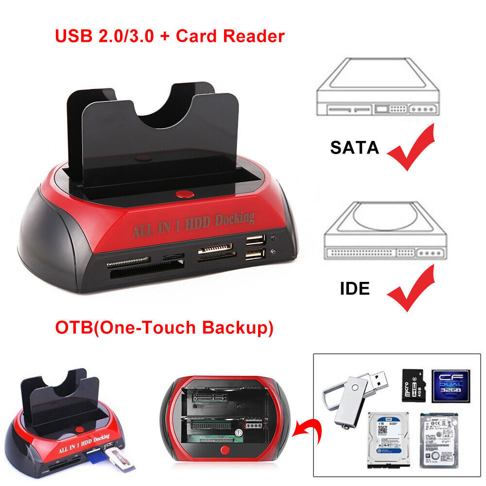 Premium 2.5" / 3.5" IDE/SATA Dual HDD Docking Station with Backup & Cloning Function