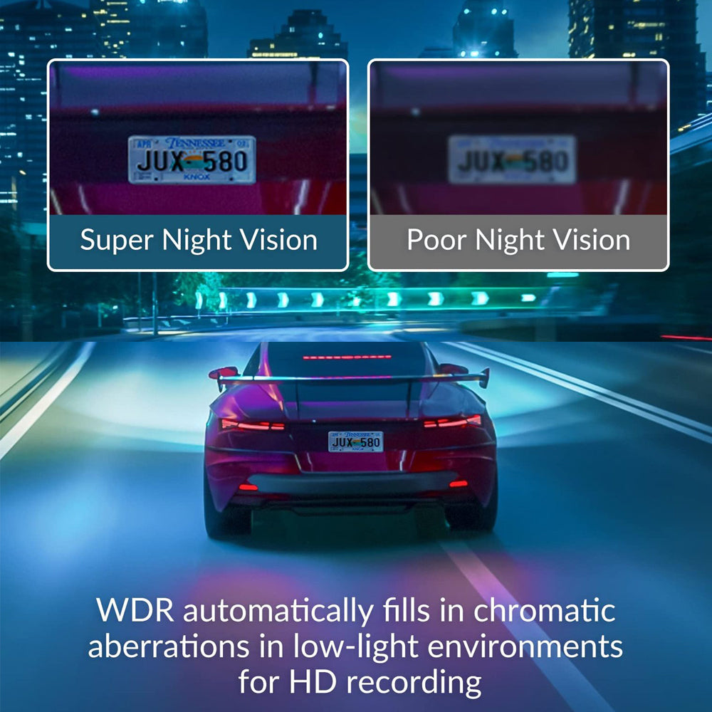Premium 3-Channel Dash Cam with Rearview Camera and 24-Hour Parking Monitoring-Free 32GB SD Card