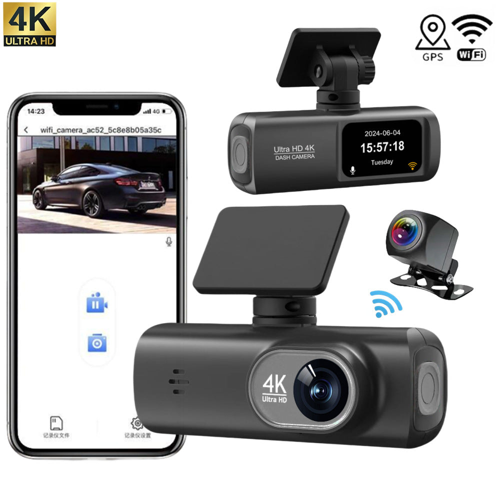 4K Car Dash Cam – Front and Rear Dual Recording, Wi-Fi Connectivity, GPS Tracking, 1080P + 4K Resolution