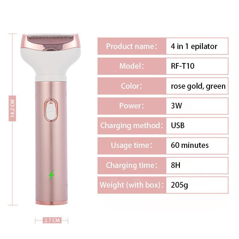 4-in-1 Women's Electric Hair Removal Trimmer & Grooming Kit