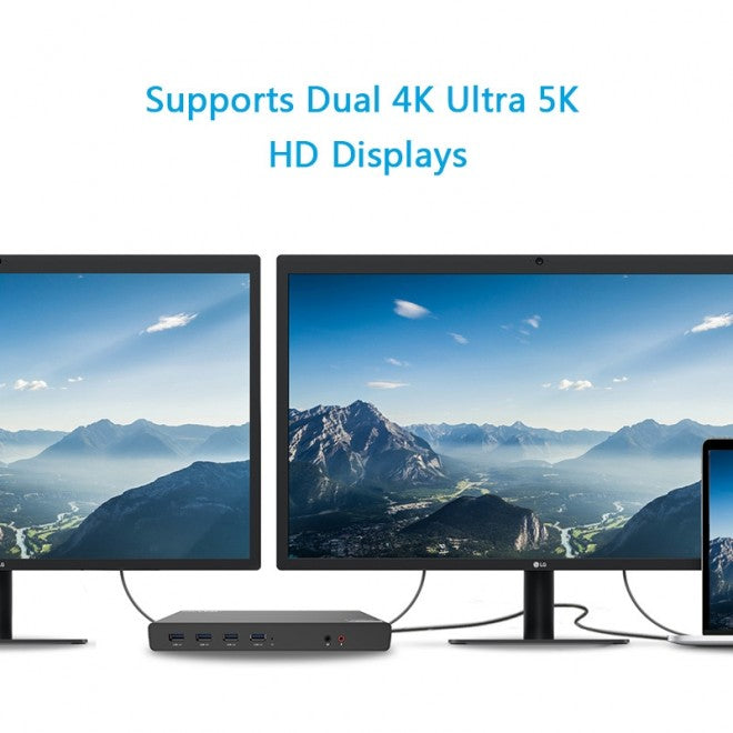 Wavlink USB-C Ultra 5K Laptop Docking Station with 6x USB3.0, 4K Dual Video Outputs, Gigabit Ethernet, Audio