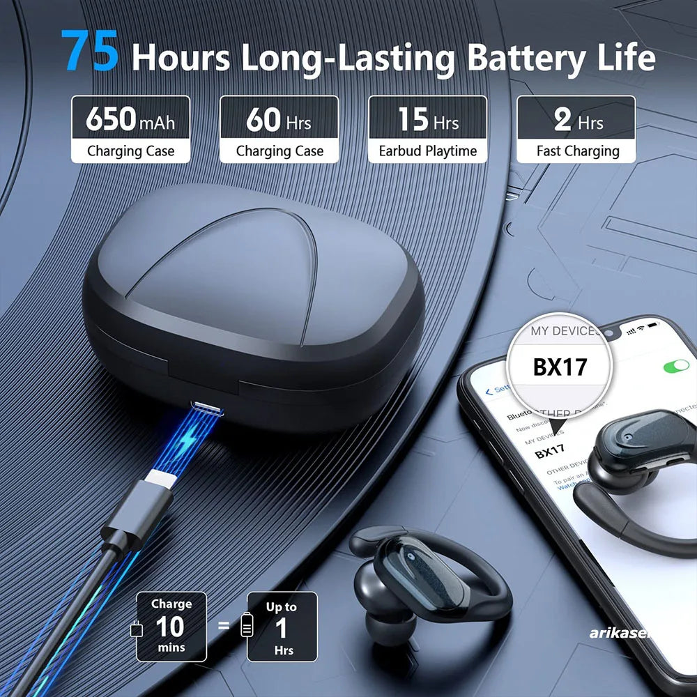 Wireless Earbuds Sport Bluetooth 5.3 Headphones with Noise Cancelling