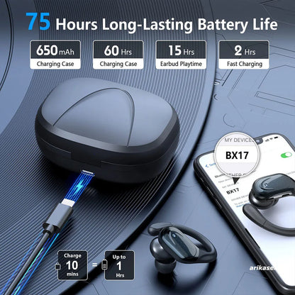 Wireless Earbuds Sport Bluetooth 5.3 Headphones with Noise Cancelling