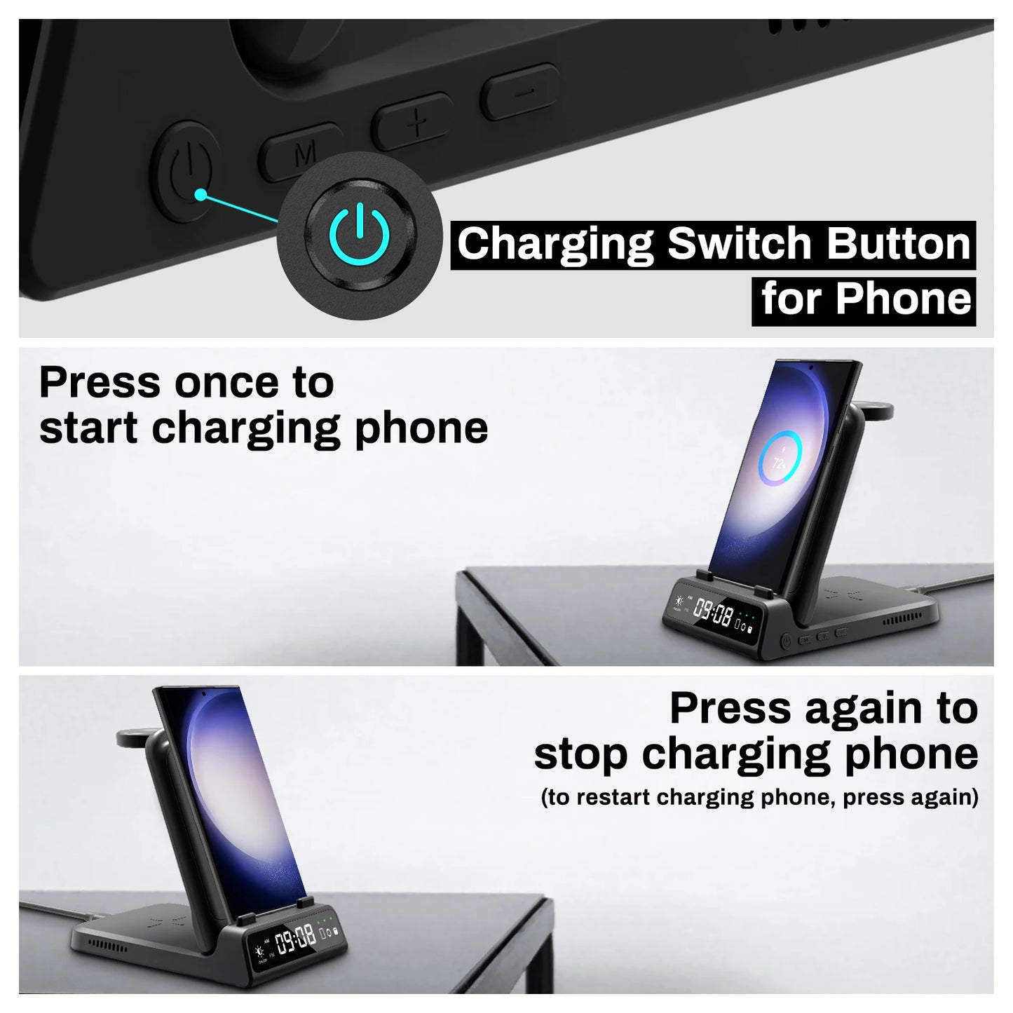 SwanScout 703S Wireless Charging Station for Samsung S24+, S23, Z Flip 6, Z Fold 6, Galaxy Watch Ultra 7/6, and Buds 2 Pro