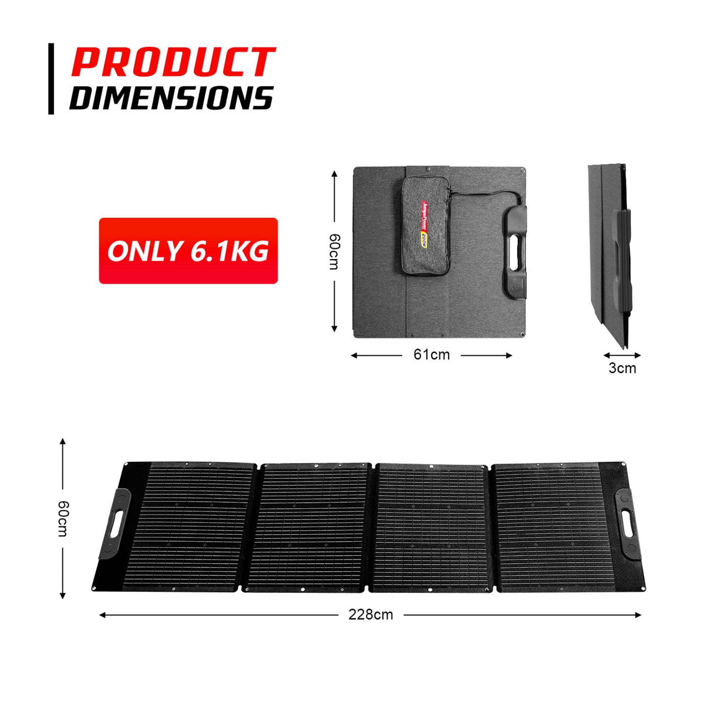 JumpsPower 200W Portable Solar Panel - Foldable Solar Charger for Camping & Outdoor Adventures