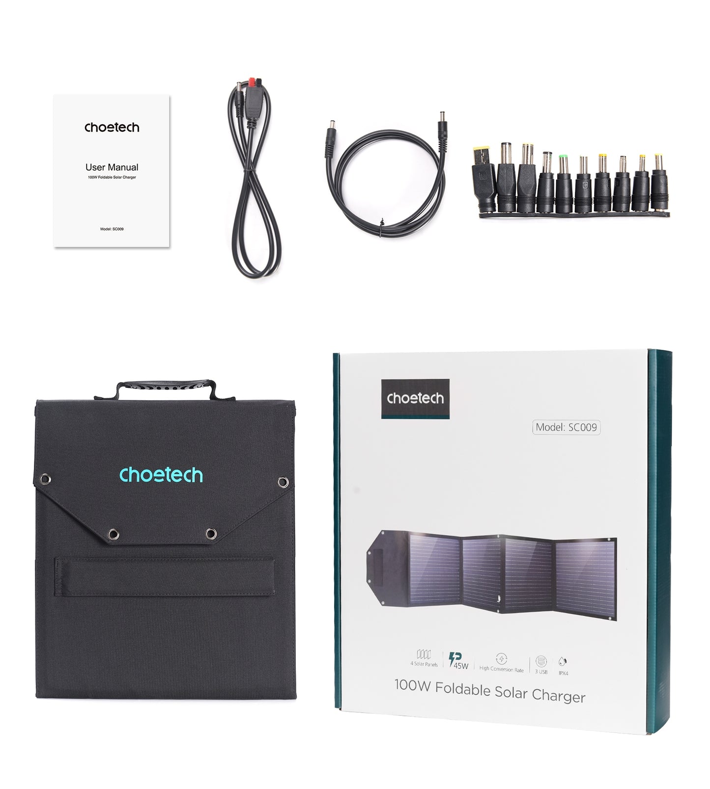 Choetech 100W Portable Solar Panel with USB Charger - Ideal for Hikers and Outdoor Enthusiasts