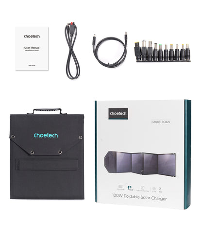 Choetech 100W Portable Solar Panel with USB Charger - Ideal for Hikers and Outdoor Enthusiasts