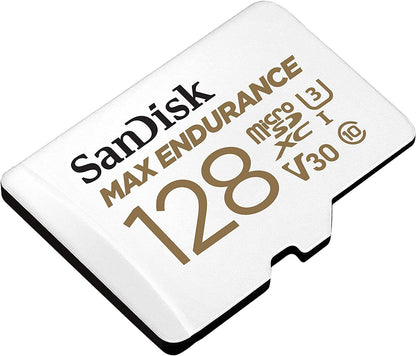 SanDisk MAX ENDURANCE microSDXC Card 128GB (60,000 hrs) UHS-I C10 U3 V30, 100MB/s Read, 40MB/s Write, with SD Adapter (SDSQQVR-128G-GN6IA)