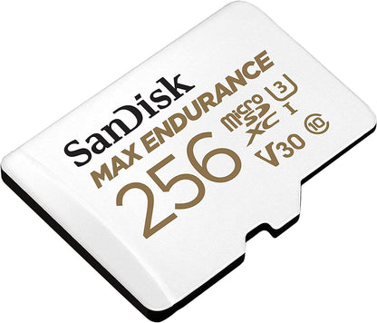 SanDisk MAX ENDURANCE microSDXC Card 256GB (120,000 hrs) UHS-I C10 U3 V30, 100MB/s Read, 40MB/s Write, with SD Adapter (SDSQQVR-256G-GN6IA)