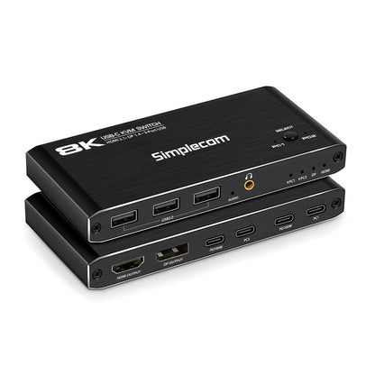 Simplecom KM470 2-Port USB-C KVM Switch 8K Docking Station