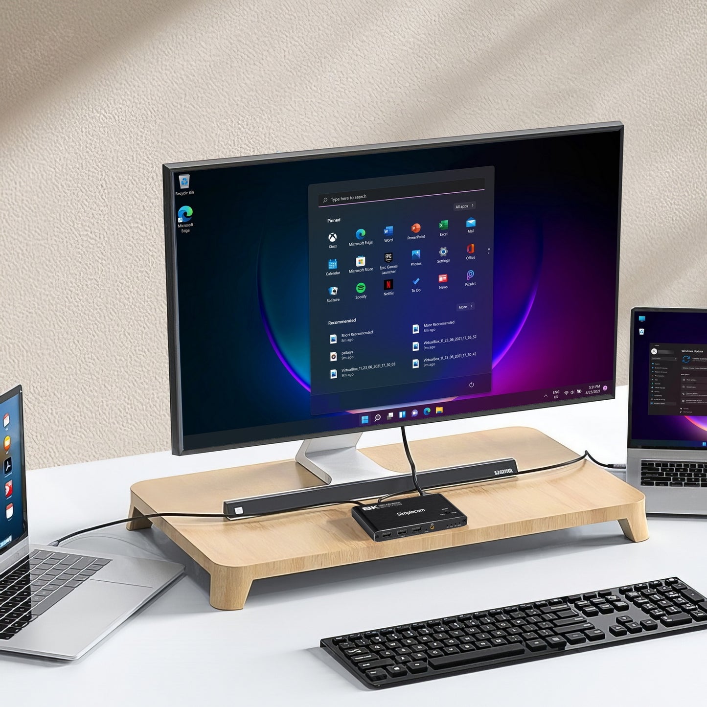 Simplecom KM470 2-Port USB-C KVM Switch 8K Docking Station