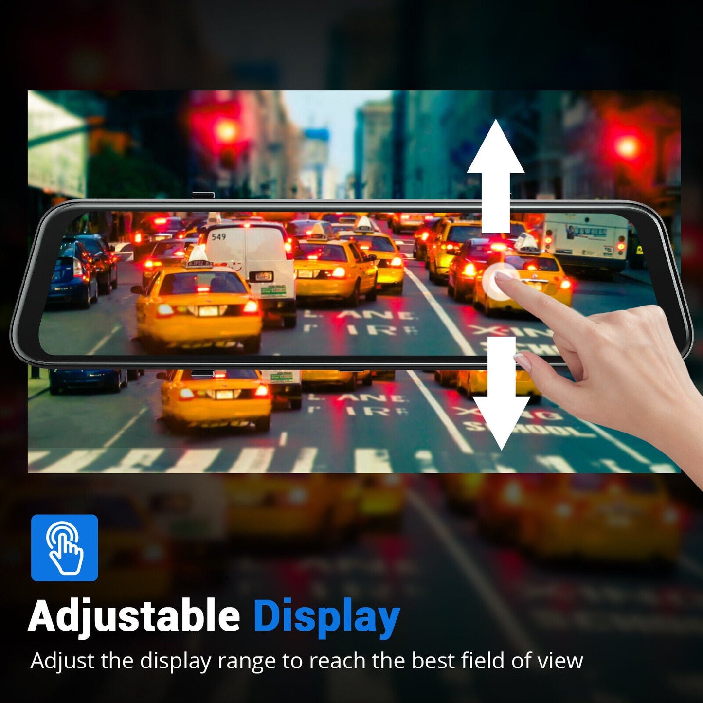 10'' Touch Screen Rearview Mirror Backup Camera with Dual Lens & Parking Monitoring-Free 32GB card