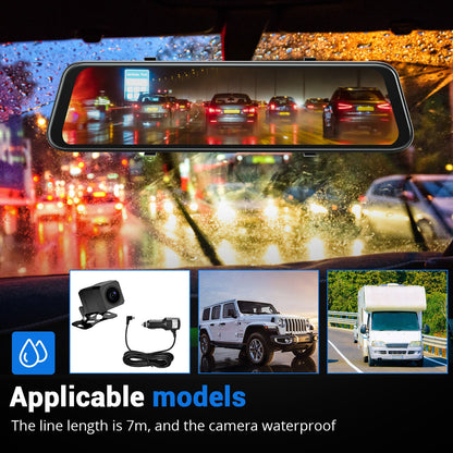 10'' Touch Screen Rearview Mirror Backup Camera with Dual Lens & Parking Monitoring-Free 32GB card