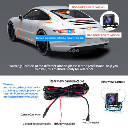 10'' Touch Screen Rearview Mirror Backup Camera with Dual Lens & Parking Monitoring-Free 32GB card