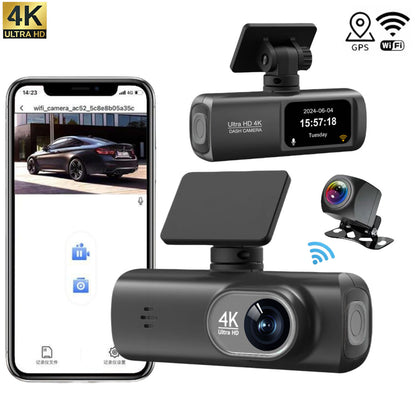4K Car Dash Cam – Front and Rear Dual Recording, Wi-Fi Connectivity, GPS Tracking, 1080P + 4K Resolution