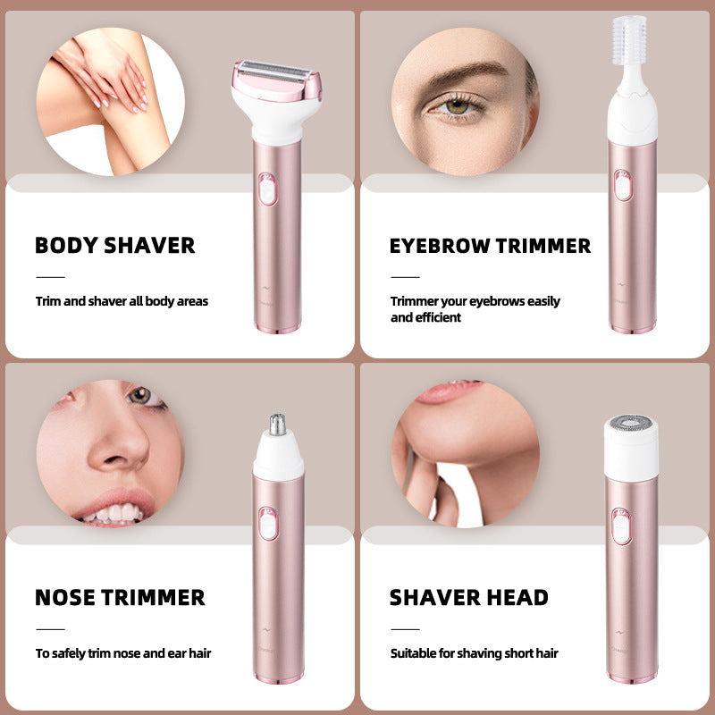 4-in-1 Women's Electric Hair Removal Trimmer & Grooming Kit