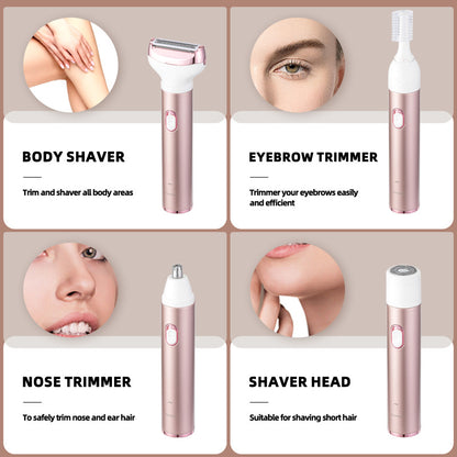 4-in-1 Women's Electric Hair Removal Trimmer & Grooming Kit