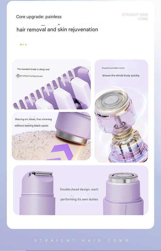 Purple Portable Wireless Electric Hair Remover – Dual-Head Mini Shaver for Women
