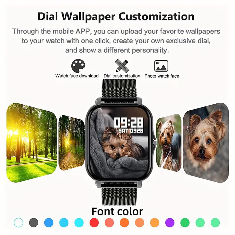 Pink Smart Fitness Watch with Large Display - 24 Sport Modes &amp; Health Tracking