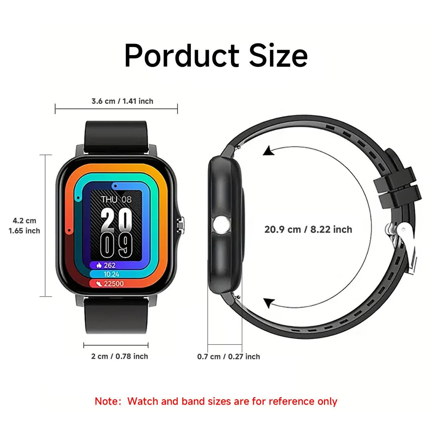 Pink Smart Fitness Watch with Large Display - 24 Sport Modes &amp; Health Tracking